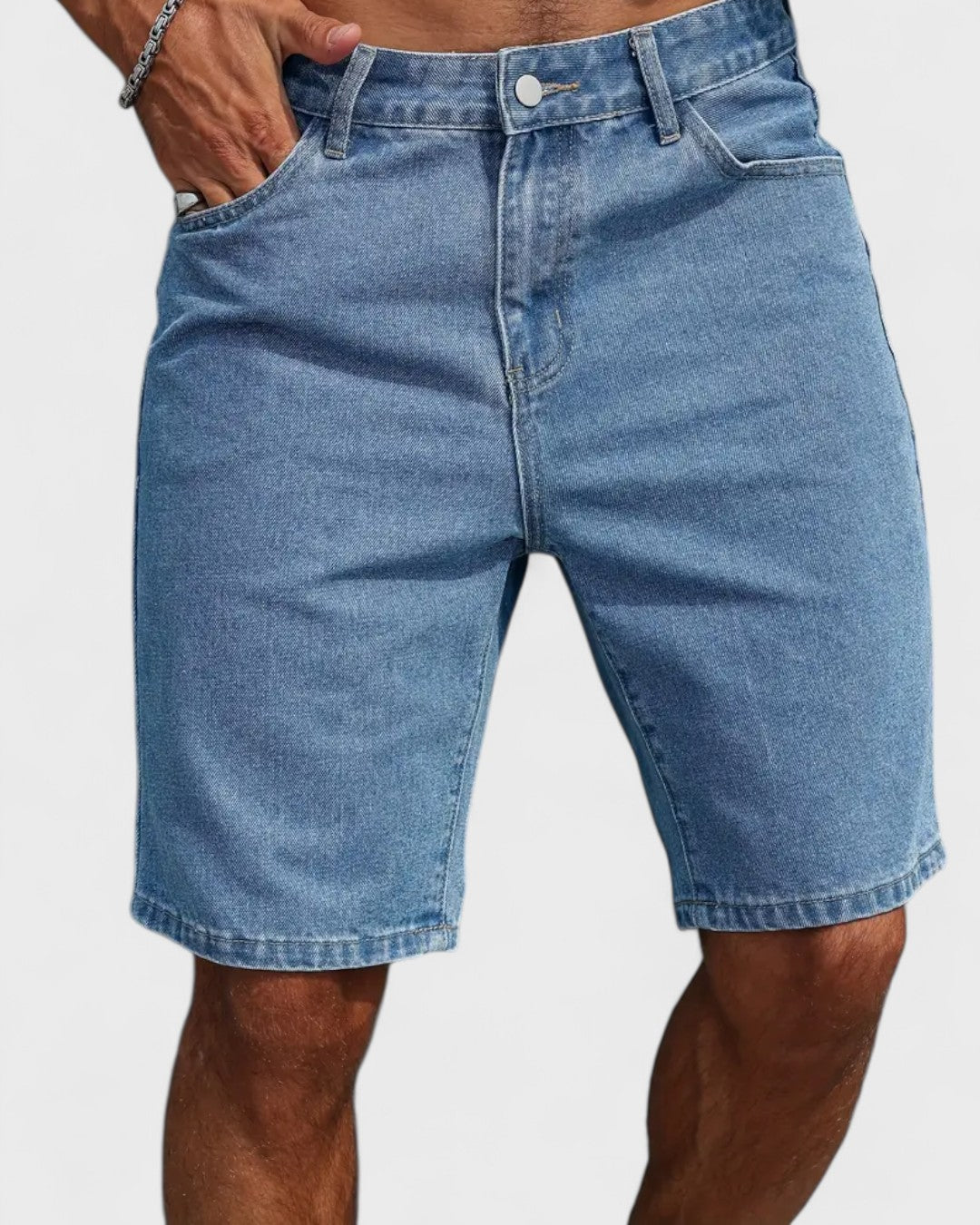 Short en jean droit coupe régulière