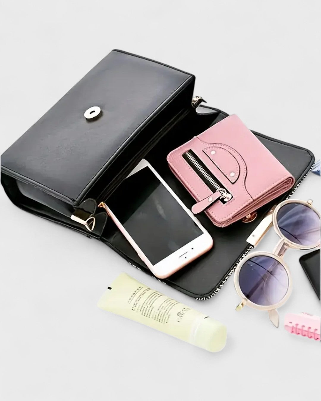 Sac à main structuré motif pied-de-poule