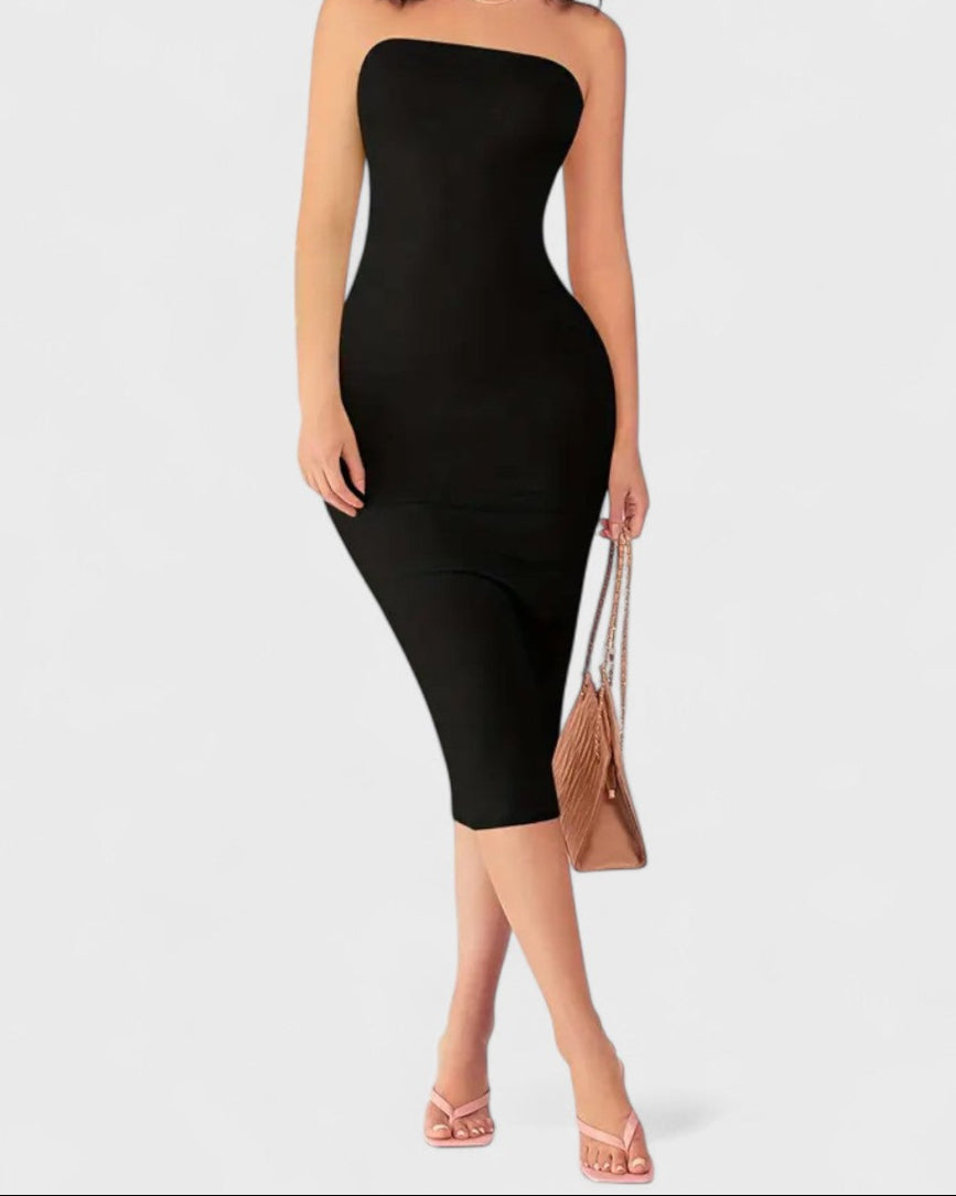 Robe fourreau dos nu sans bretelles