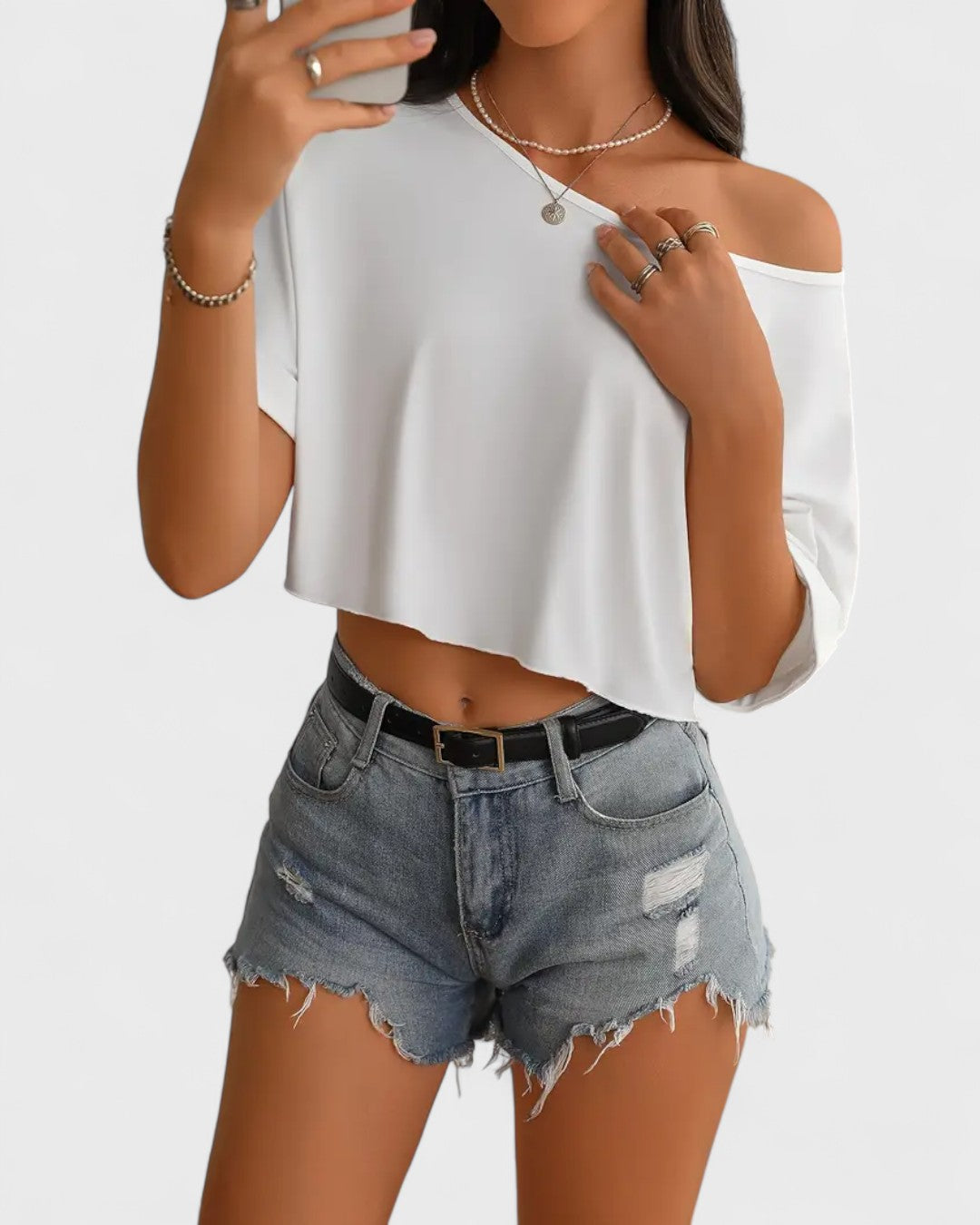 T-shirt court asymétrique