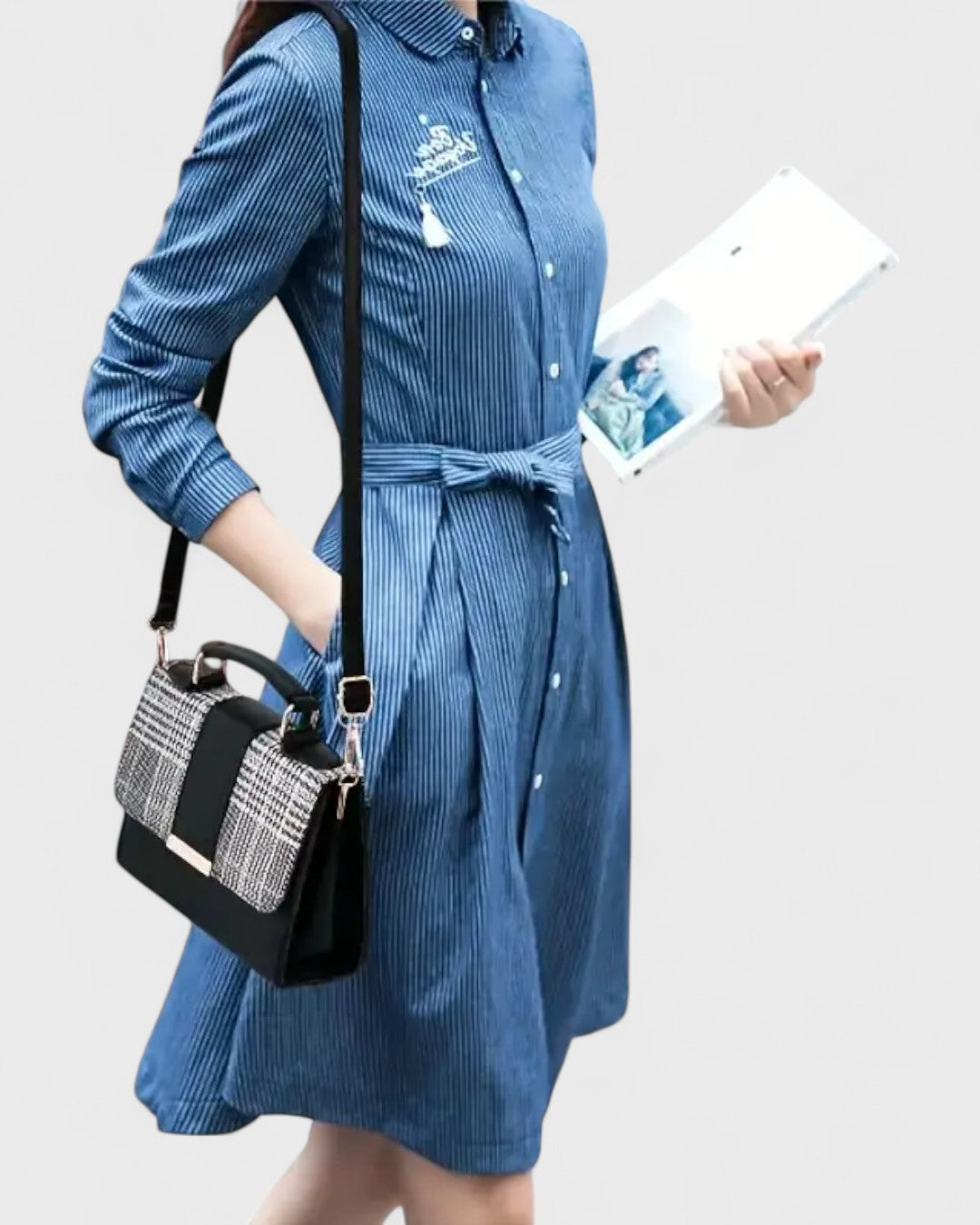 Sac à main structuré motif pied-de-poule