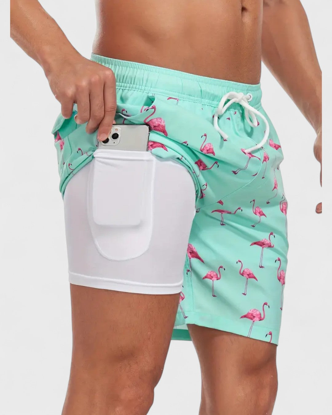 Short hawaïen avec flamants roses