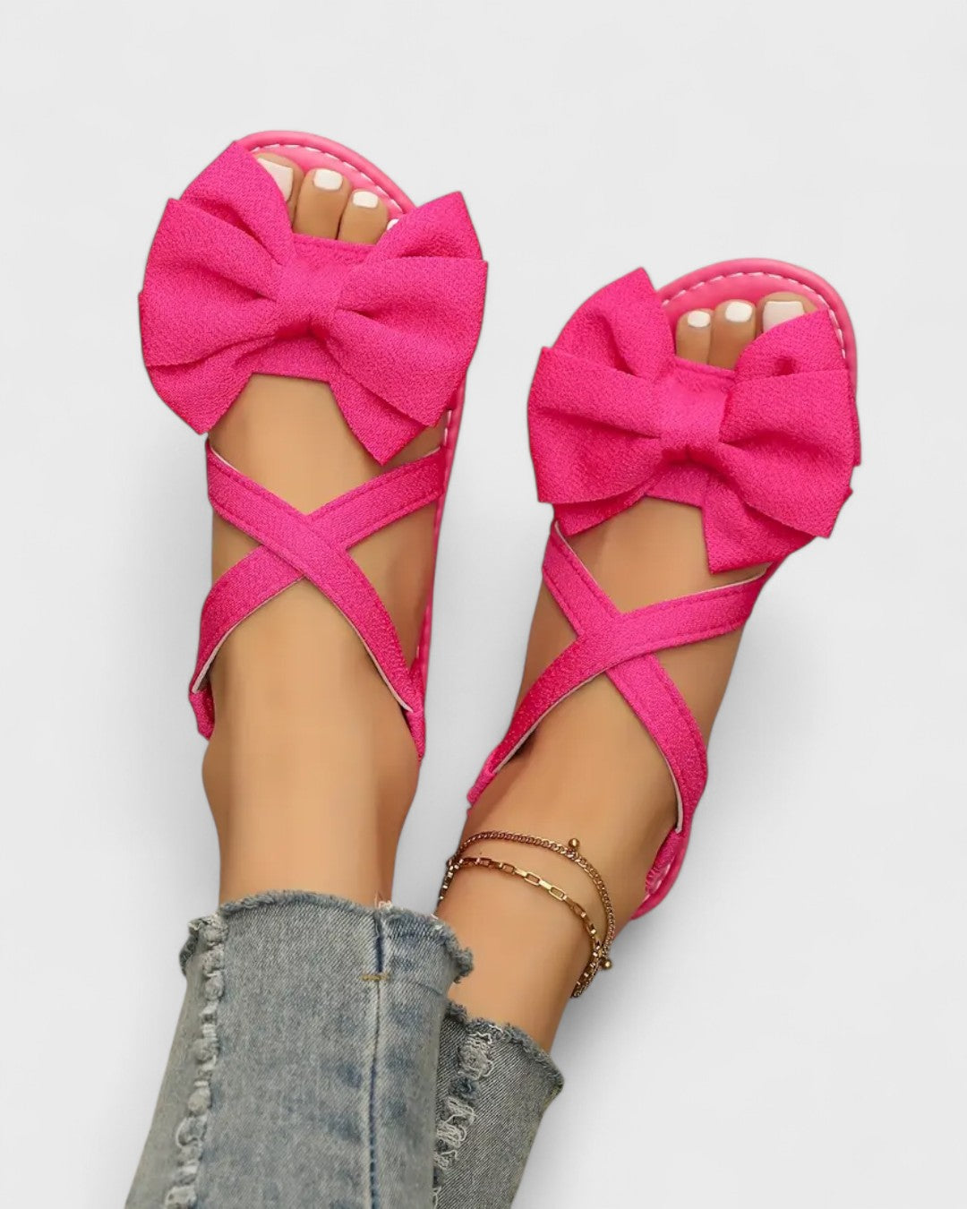 Sandales plates à nœud en tissu