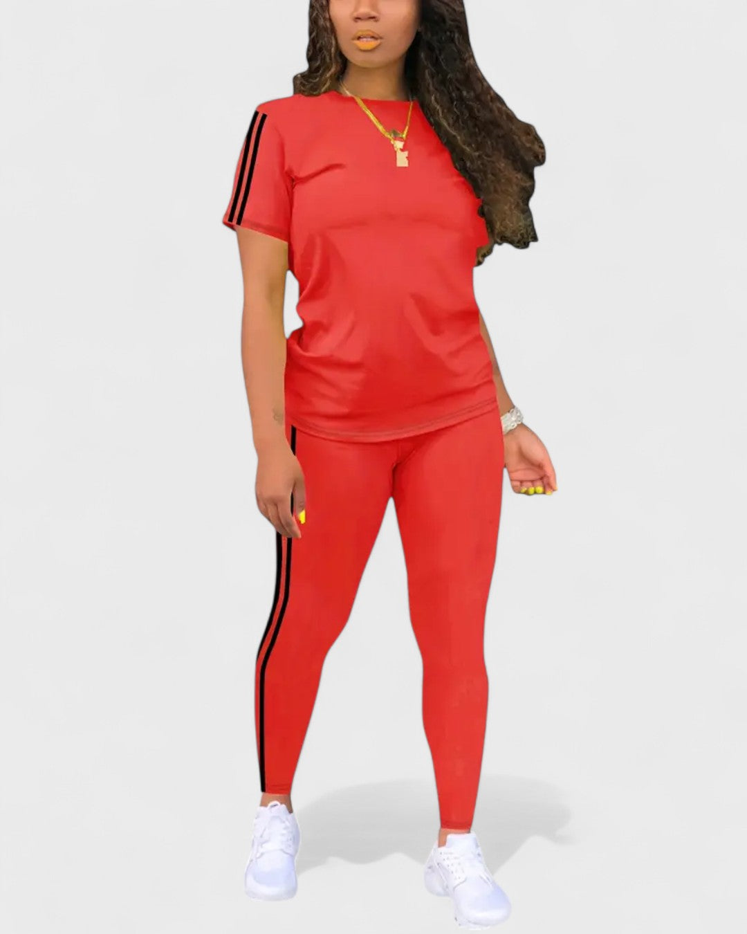 Ensemble t-shirt et legging à bandes contrastantes