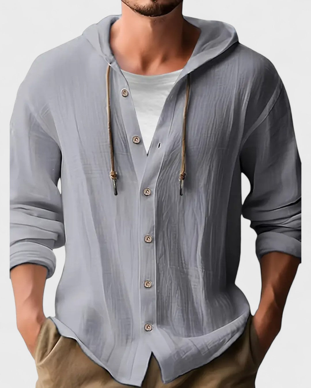 Chemise légère à capuche pour homme
