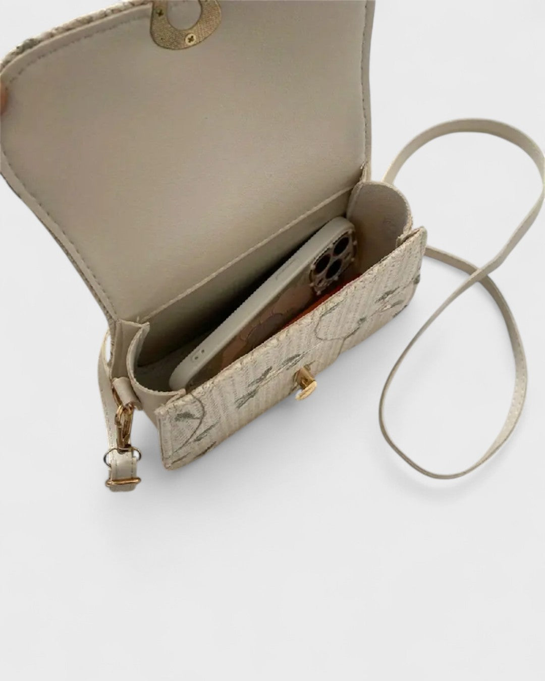 Sac bandoulière tissé à motif fleuri