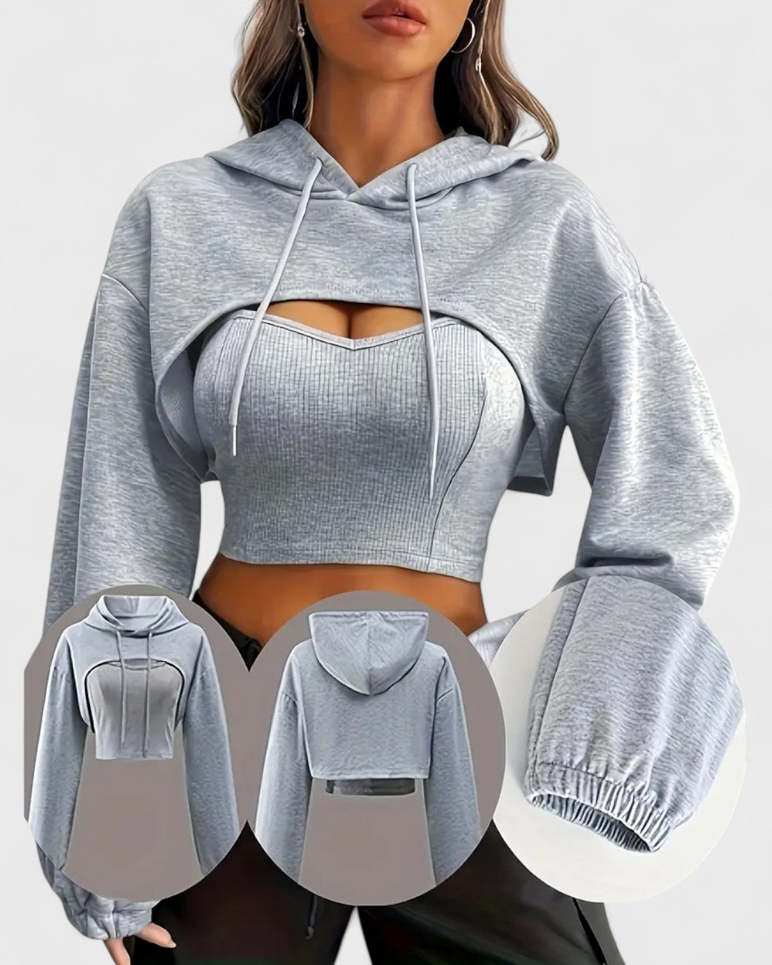 Ensemble sweat à capuche et débardeur crop