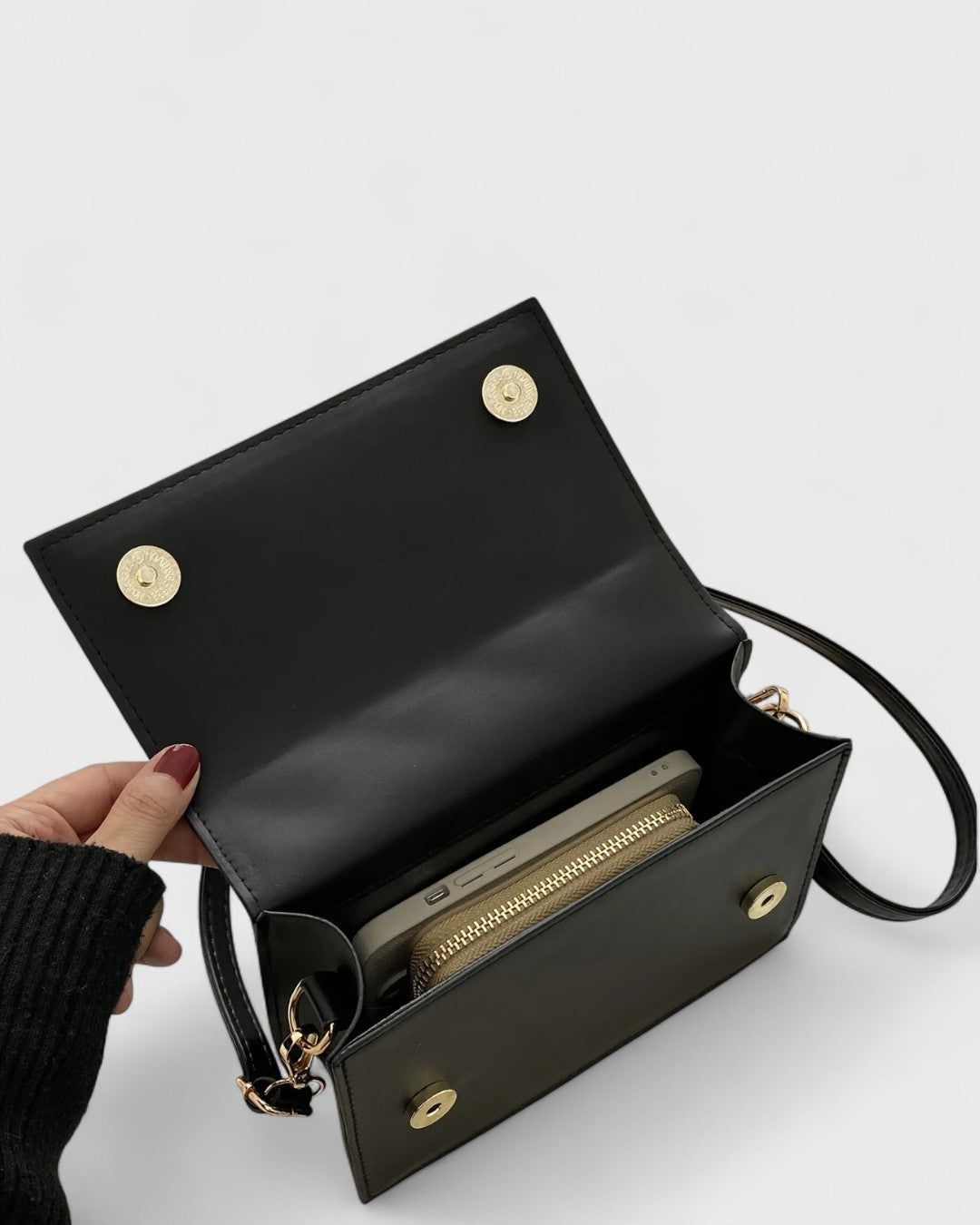 Sac bandoulière matelassé géométrique noir