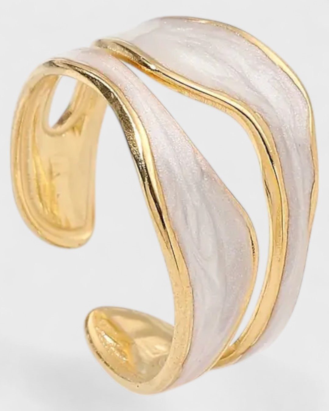 Bague manchette double couche plaquée or 18K