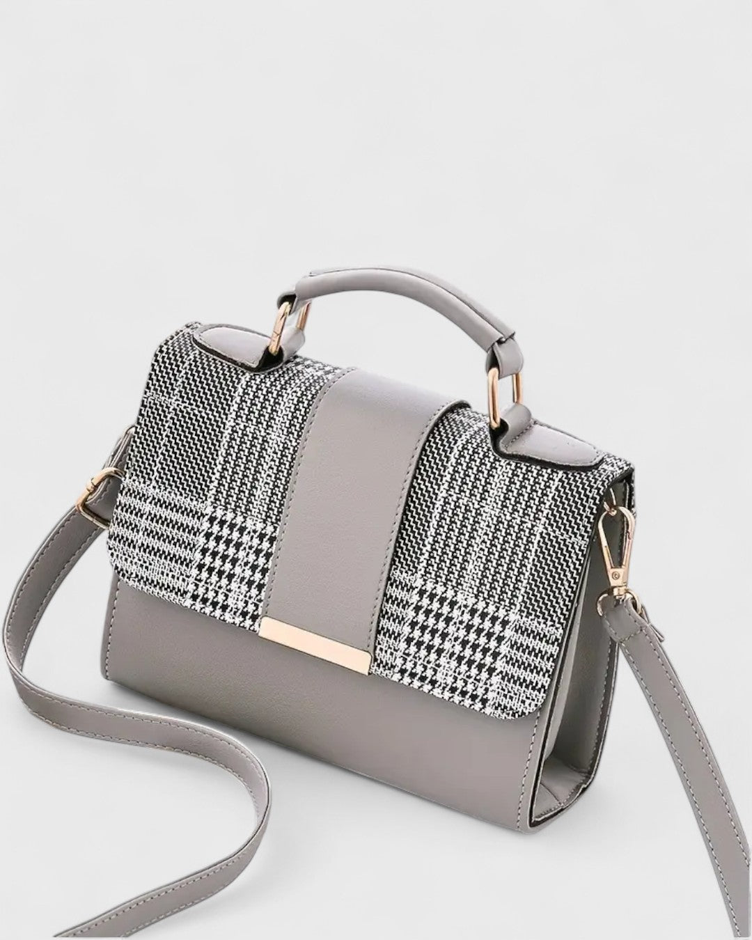 Sac à main structuré motif pied-de-poule