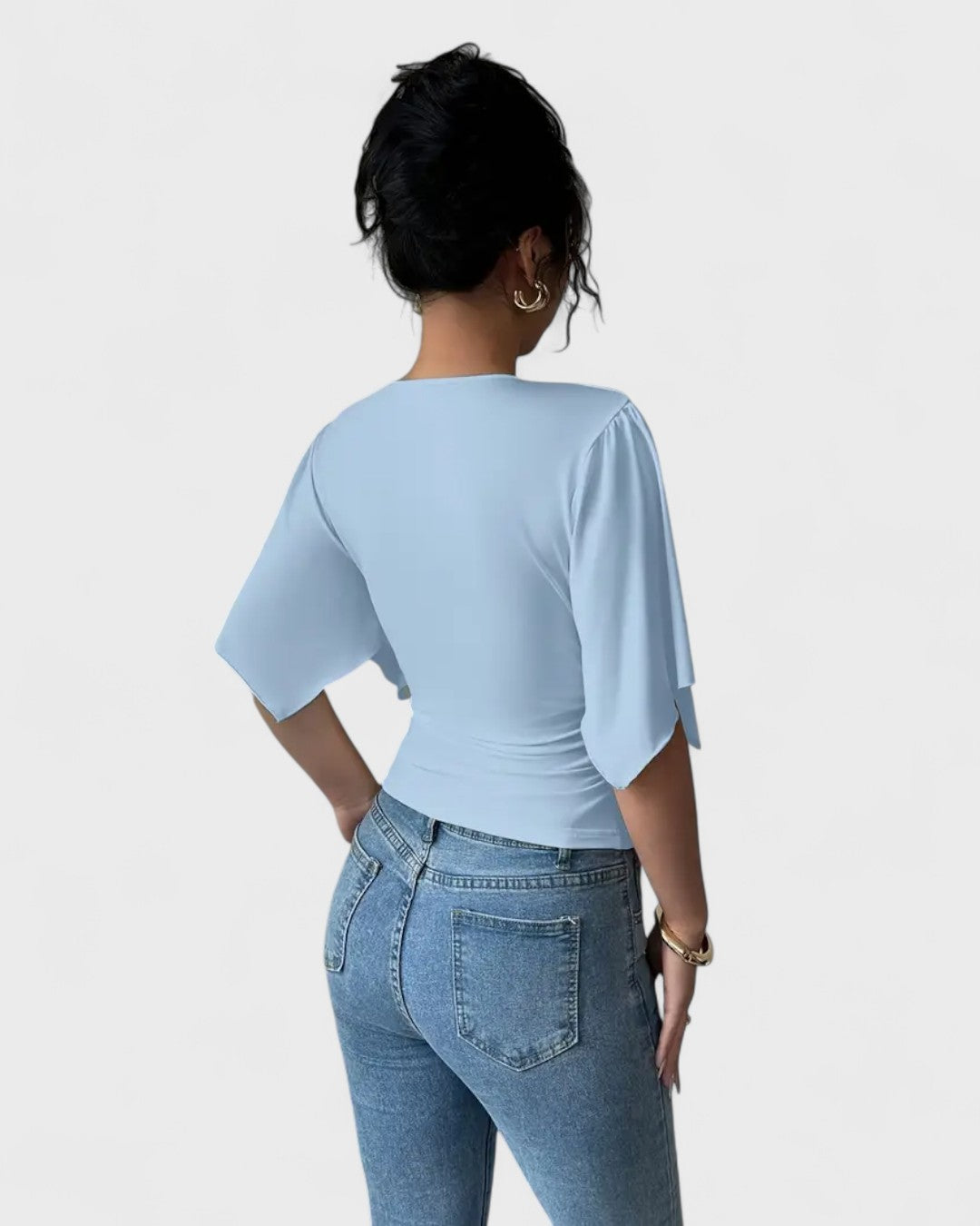 Blouse portefeuille manches papillon