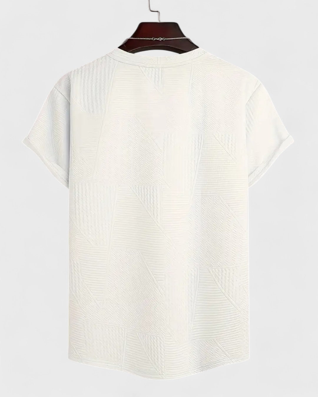 T-shirt pour homme à motif jacquard blanc et marron