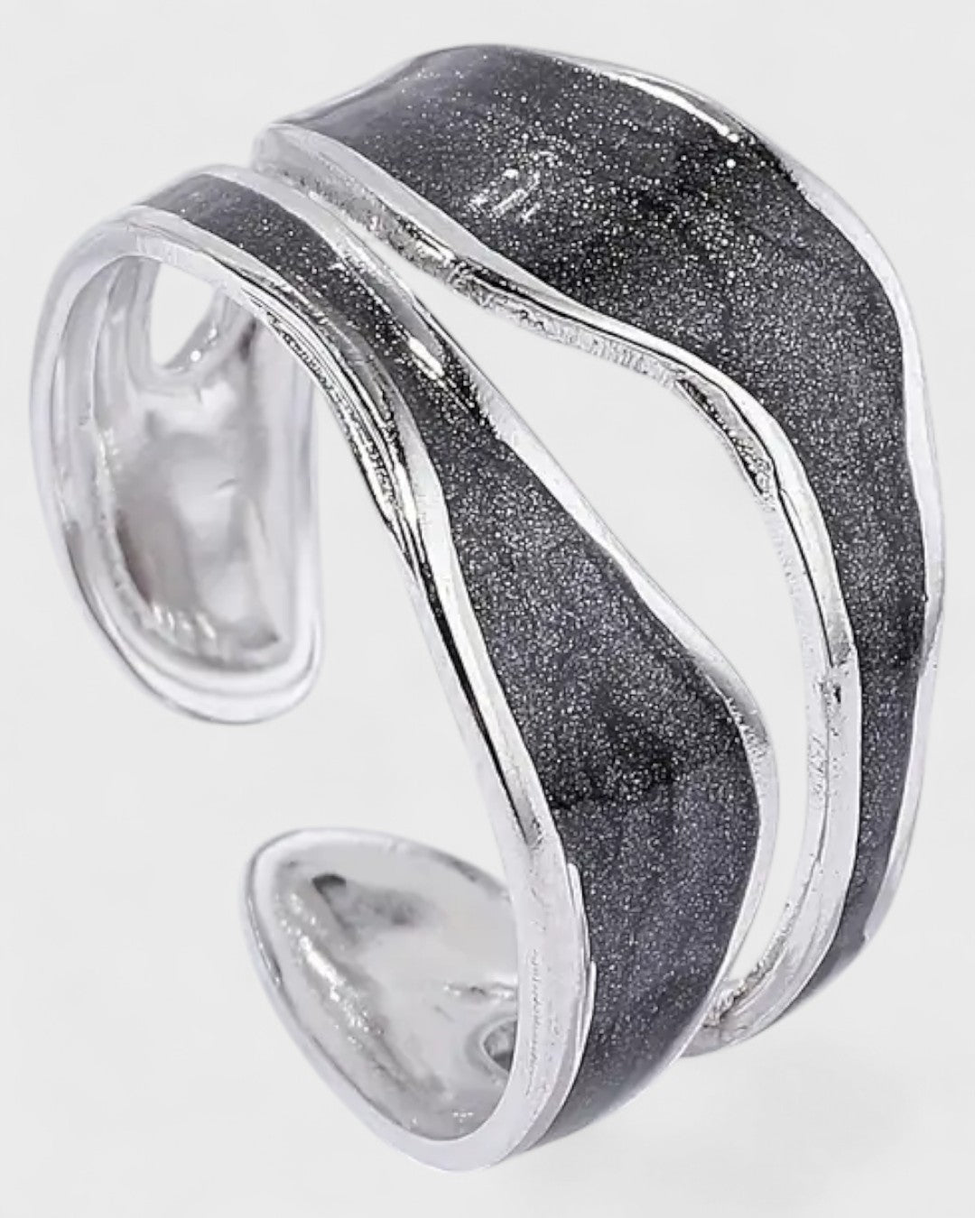 Bague manchette double couche plaquée or 18K