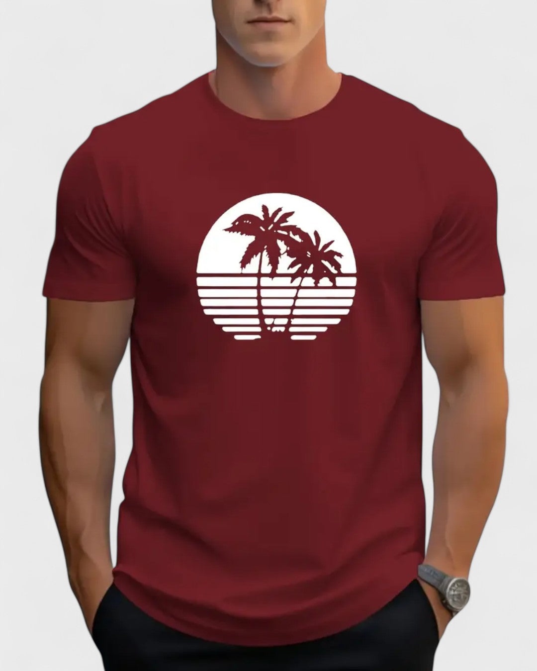 T-shirt graphique avec palmiers