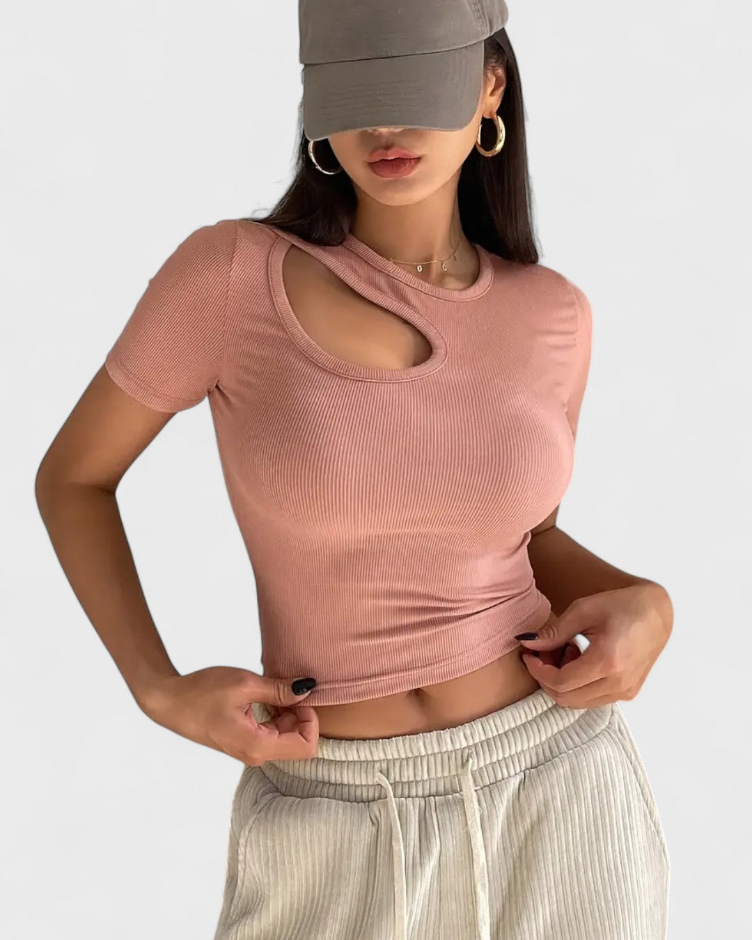 Crop top asymétrique à découpe