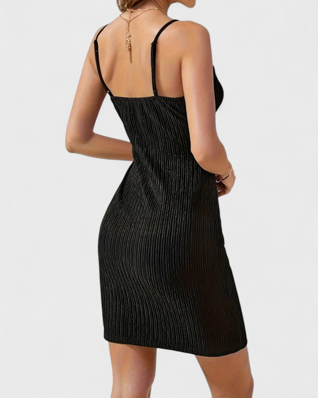 Robe portefeuille côtelée à bretelles fines