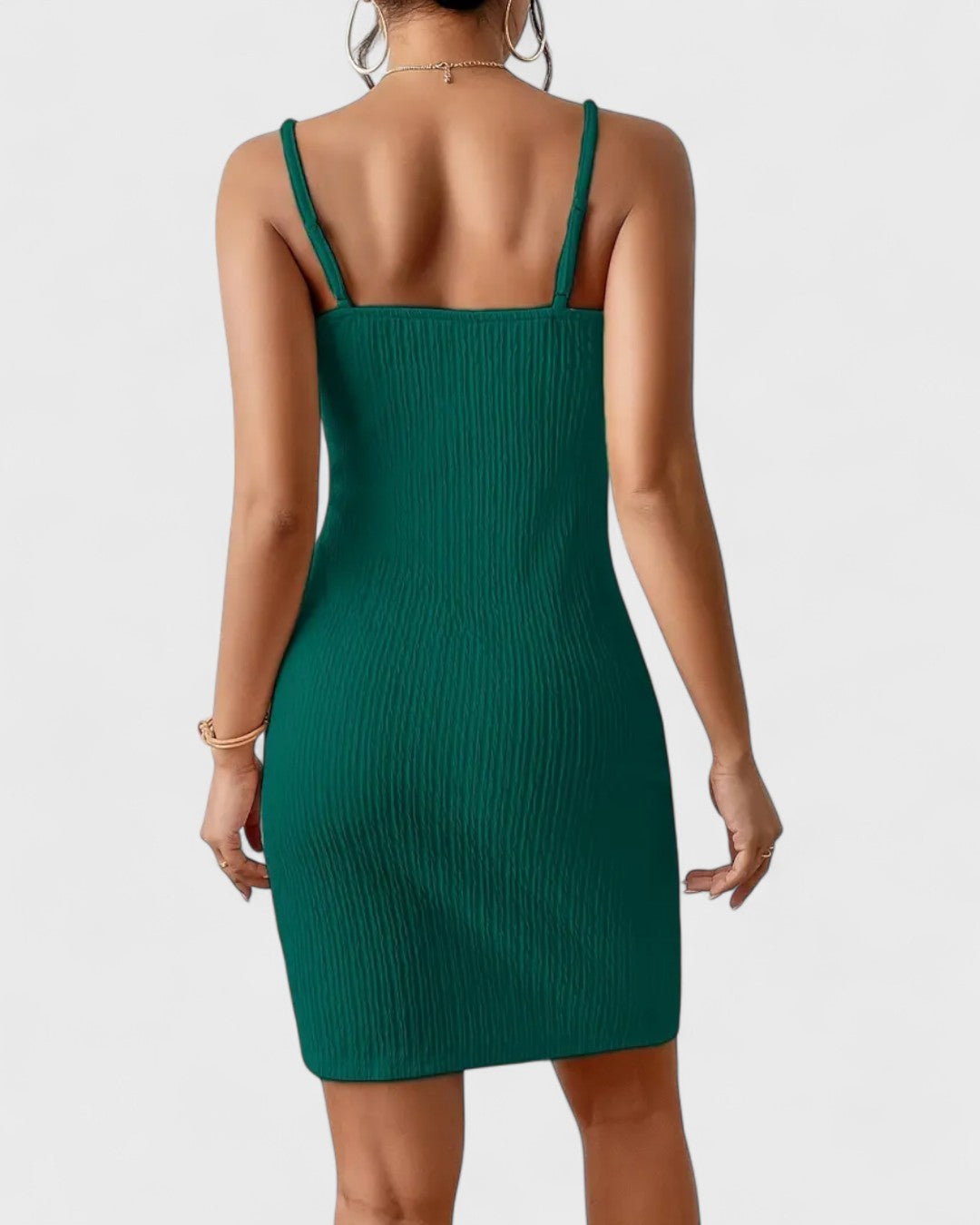 Robe portefeuille côtelée à bretelles fines