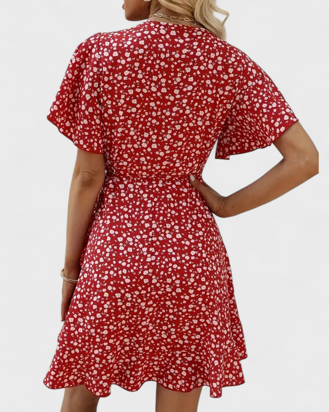 Robe portefeuille à fleurs volantée