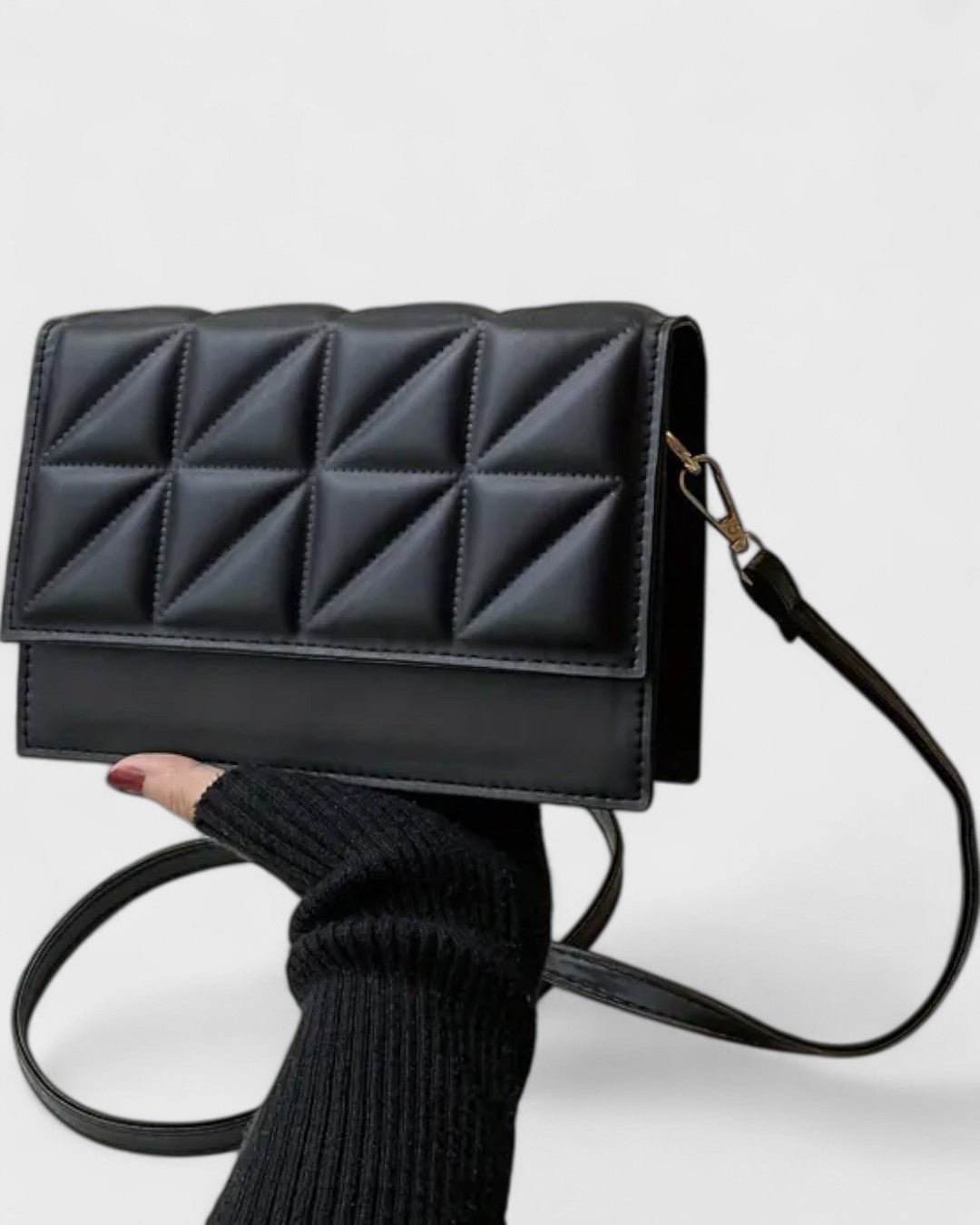 Mini sac bandoulière noir à motif losange