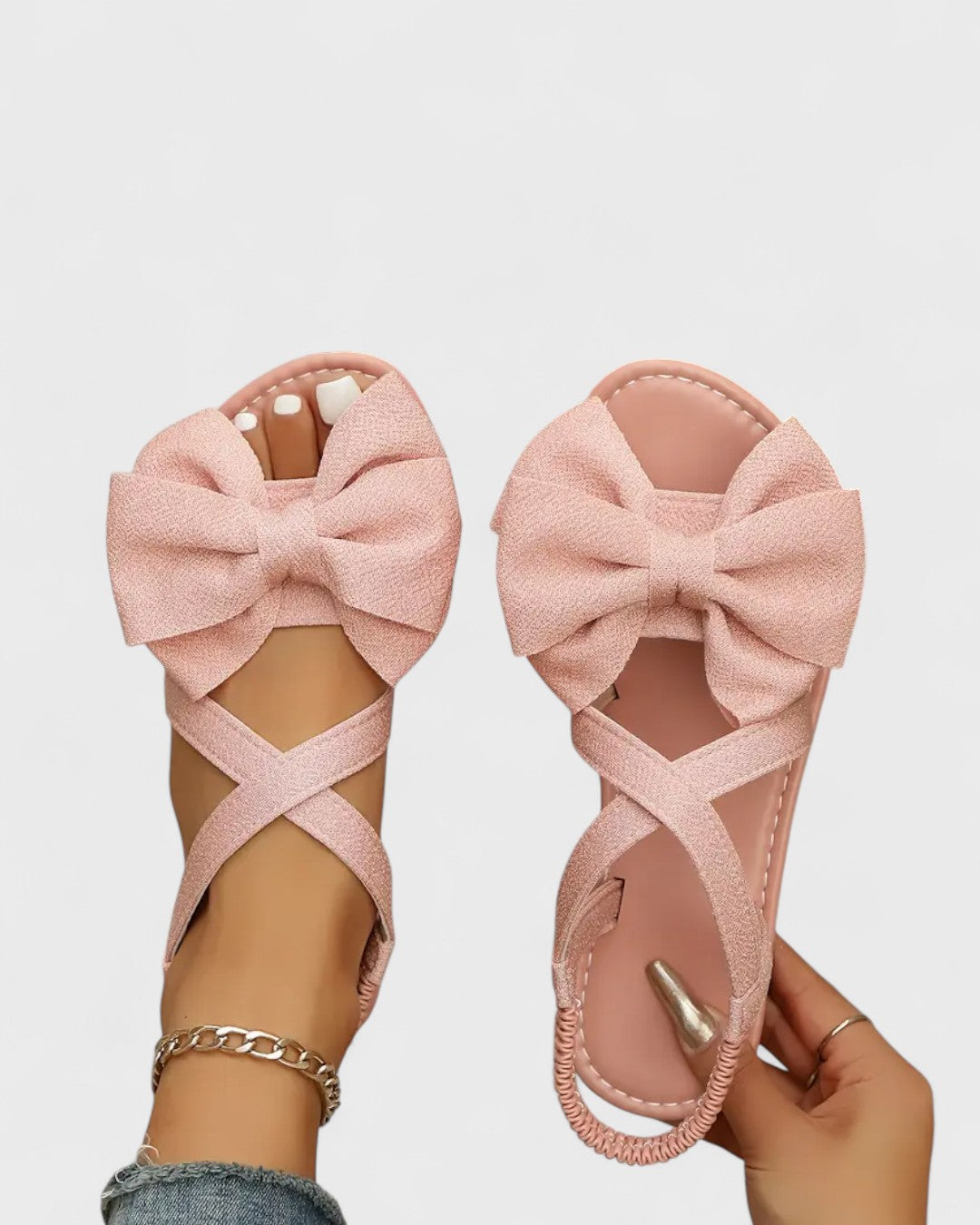 Sandales plates à nœud en tissu