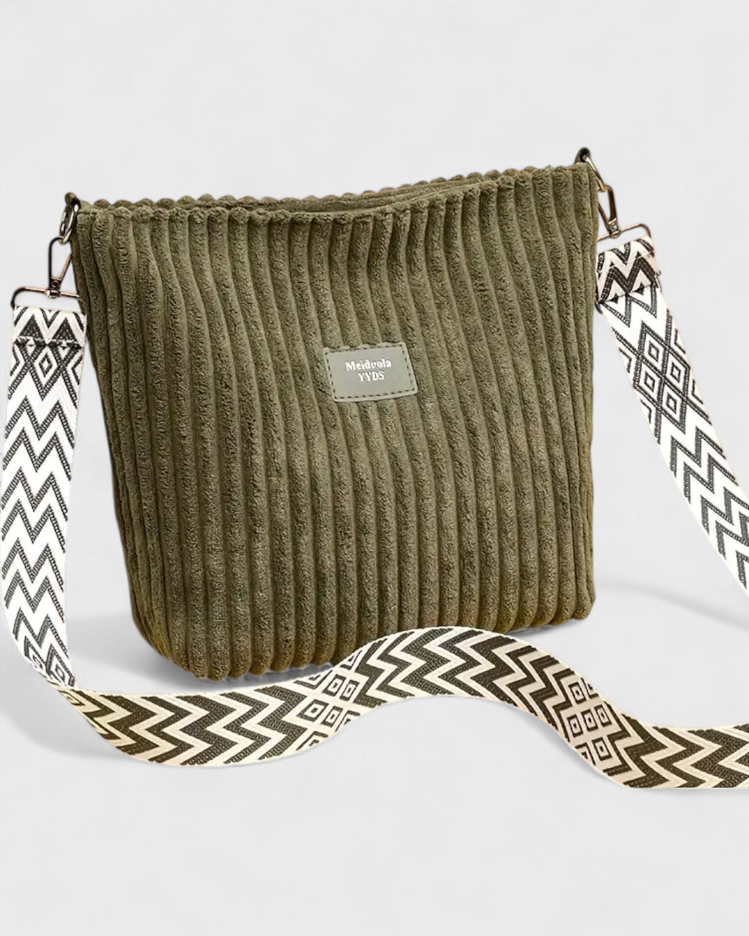 Sac bandoulière côtelé en velours