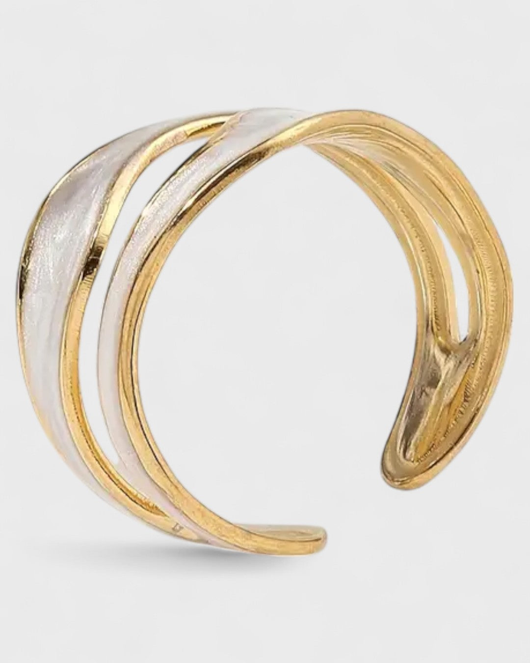 Bague manchette double couche plaquée or 18K