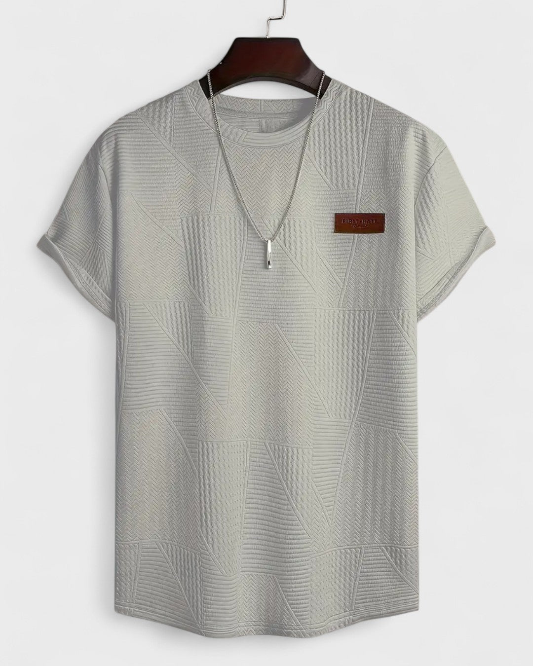 T-shirt pour homme à motif jacquard blanc et marron
