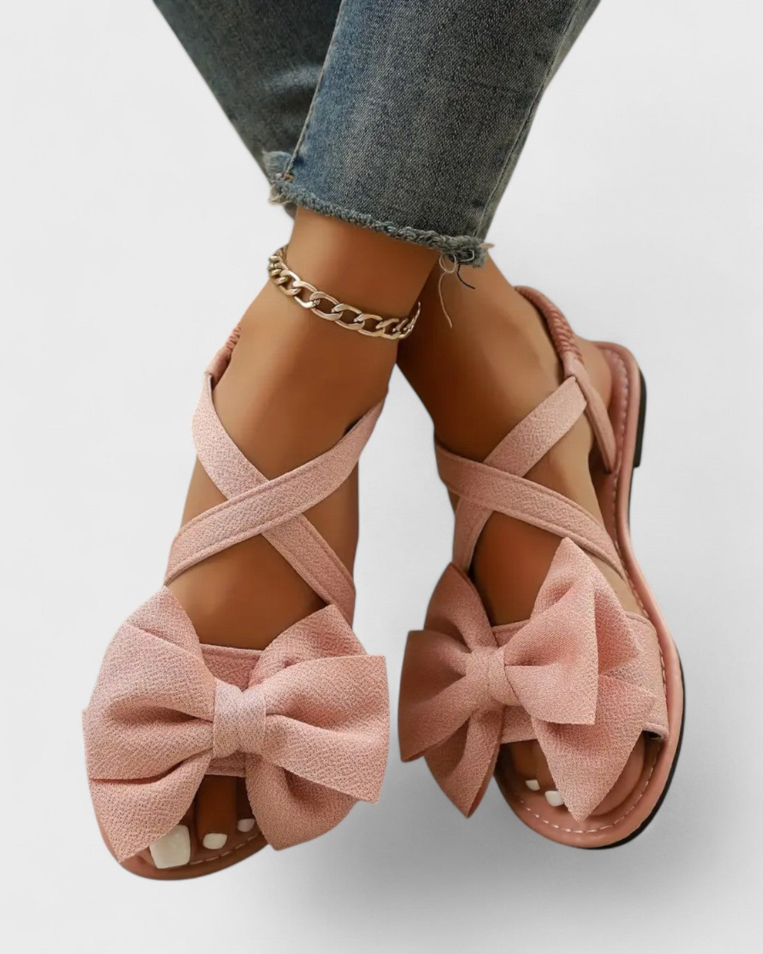 Sandales plates à nœud en tissu