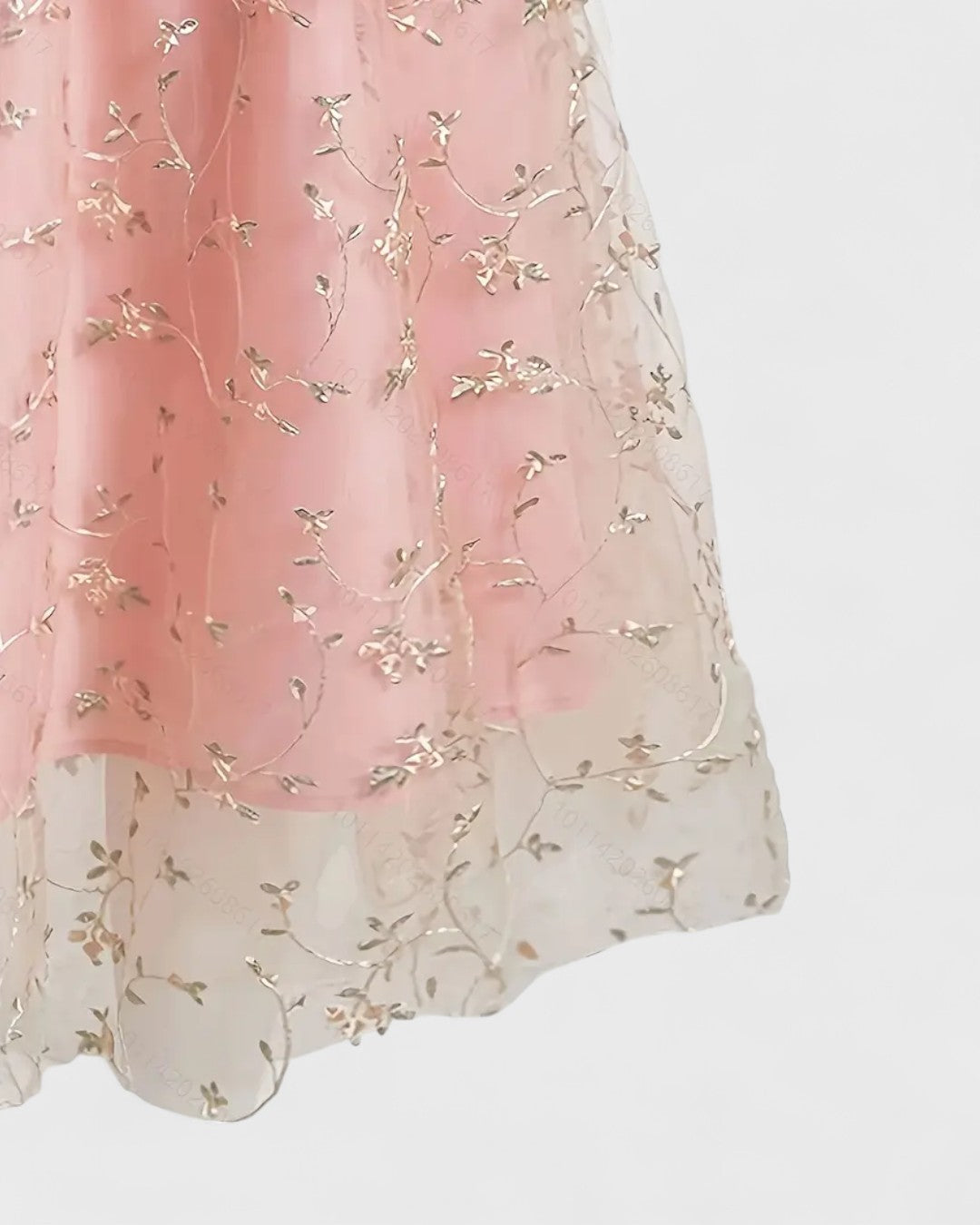 Robe mi-longue bustier fendue à volants