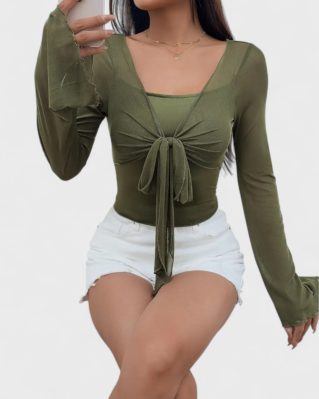 Haut manches évasées à nouer