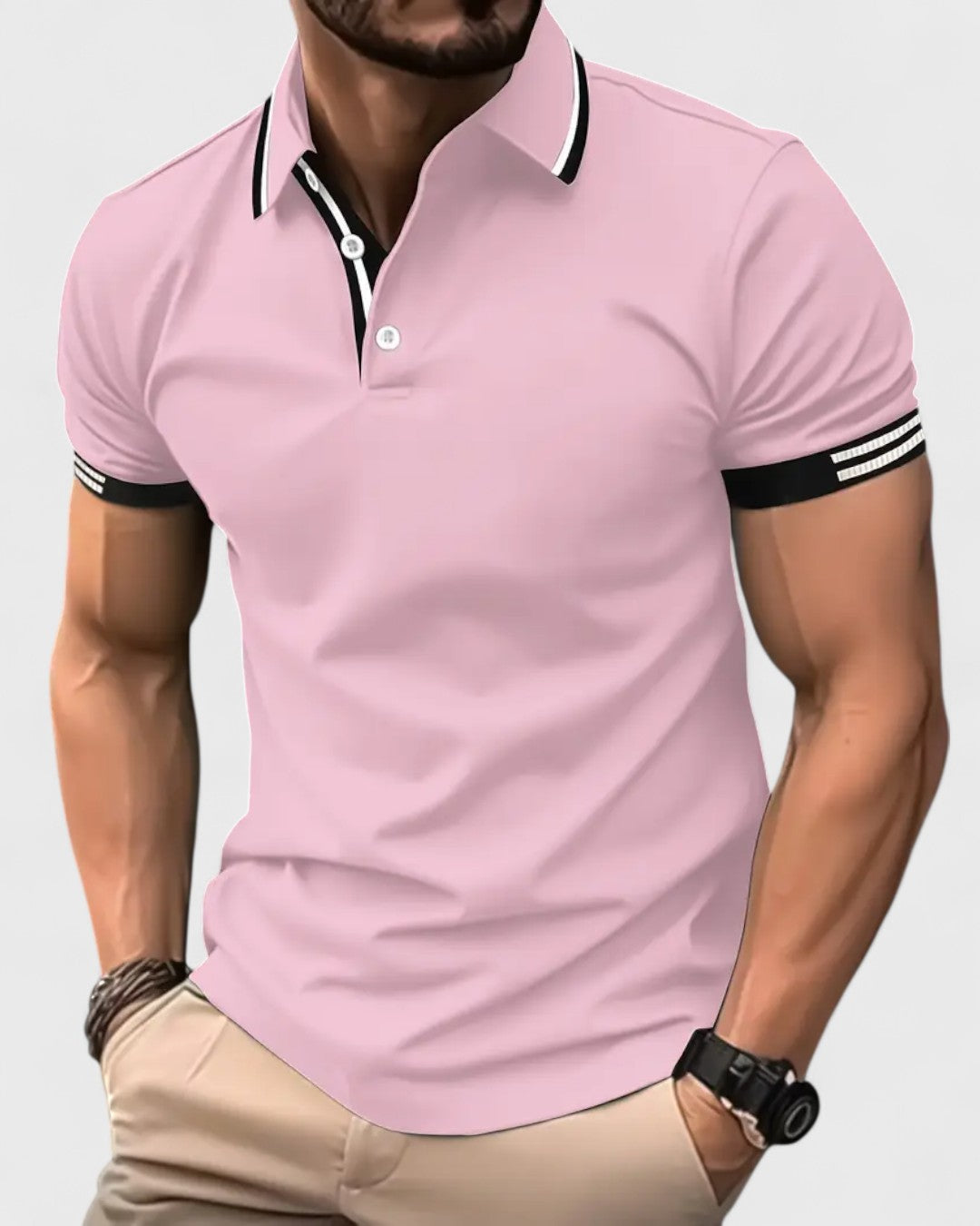 Polo à rayures contrastées pour homme