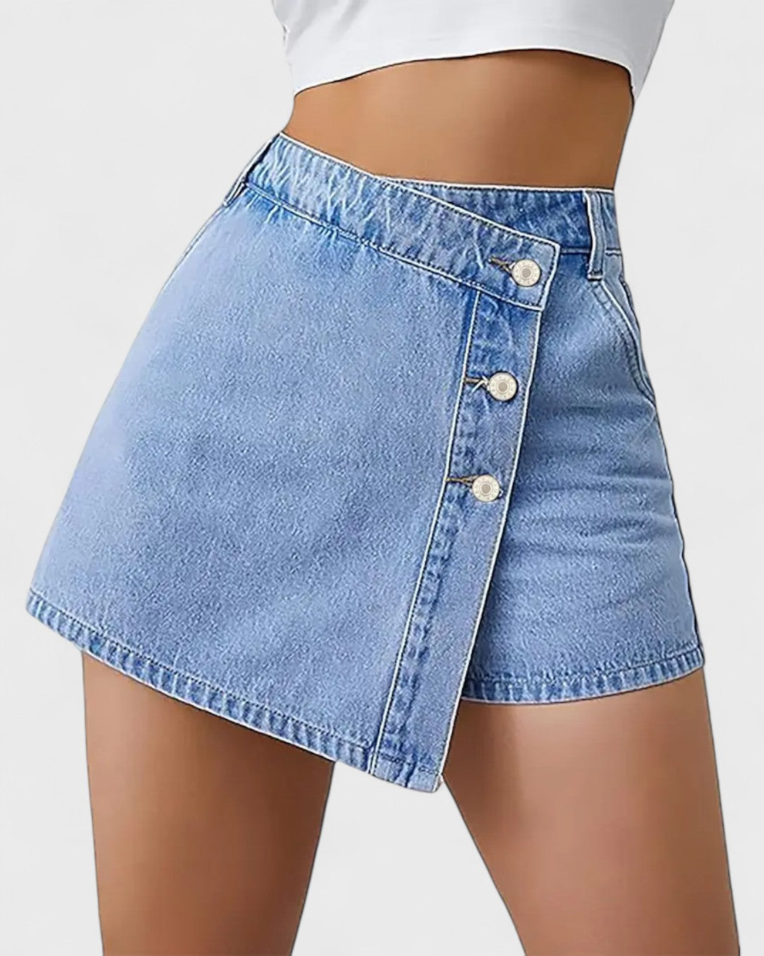 Short en jean asymétrique pour femme