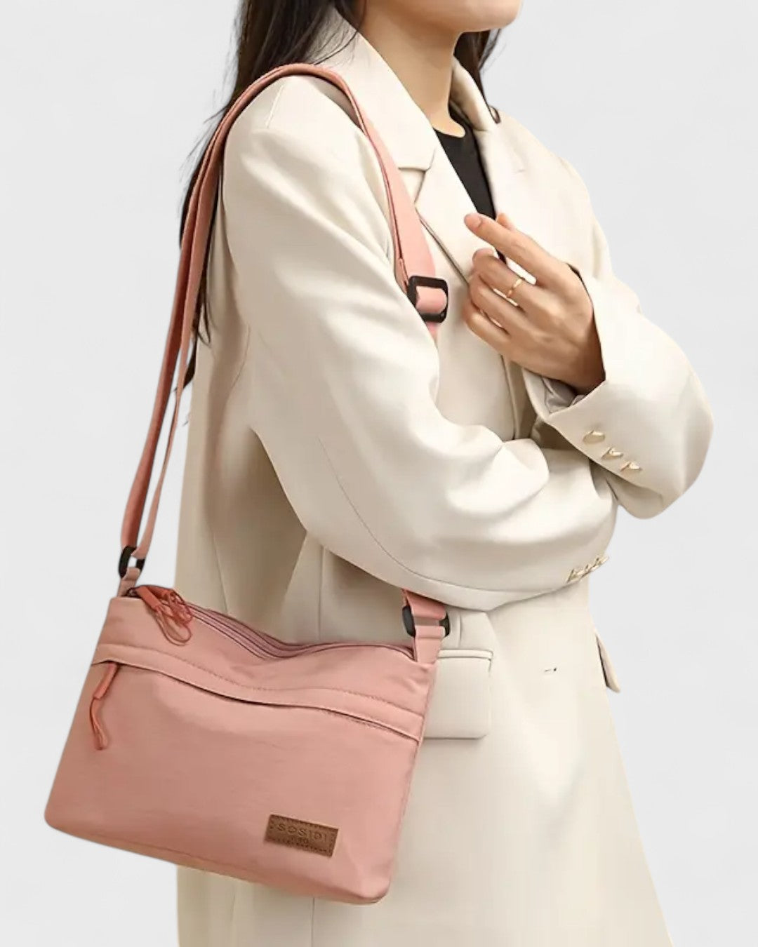 Sac bandoulière en toile multi-zips