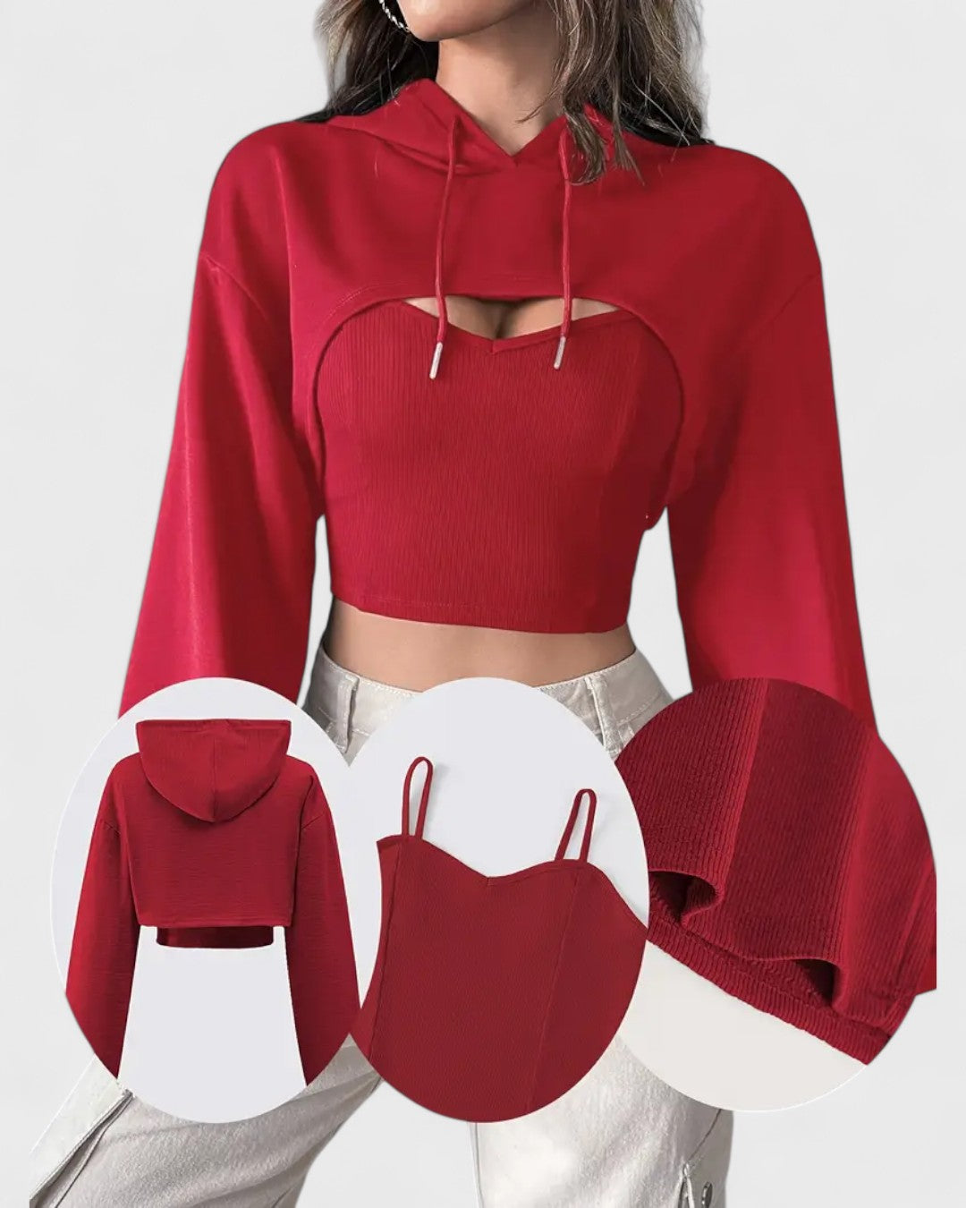 Ensemble sweat à capuche et débardeur crop