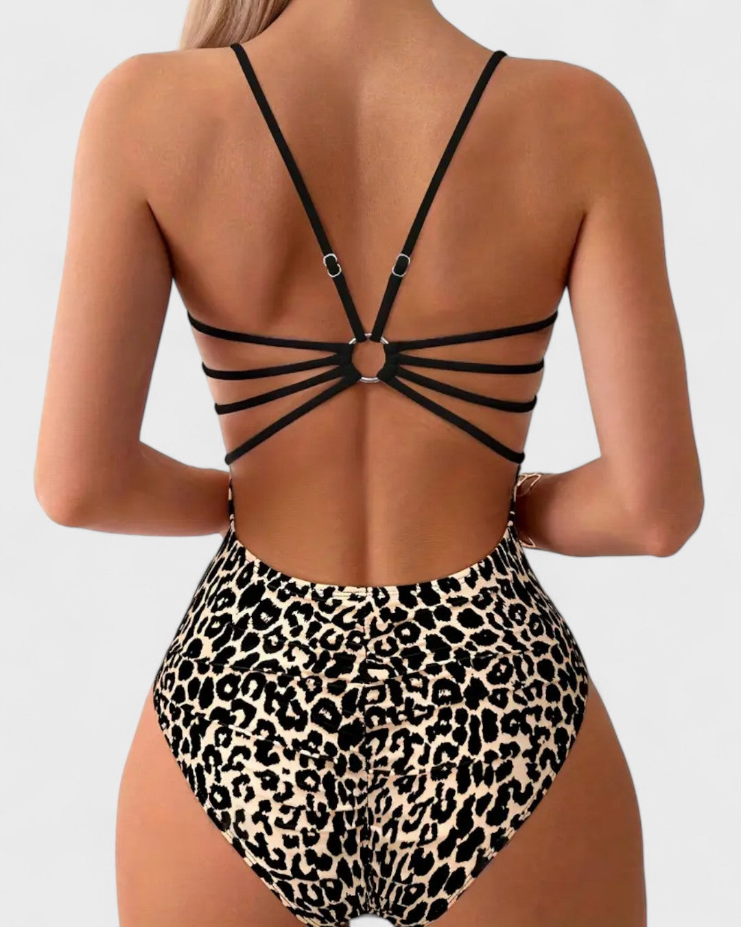Maillot une-pièce à imprimé léopard et dos à bretelles croisées