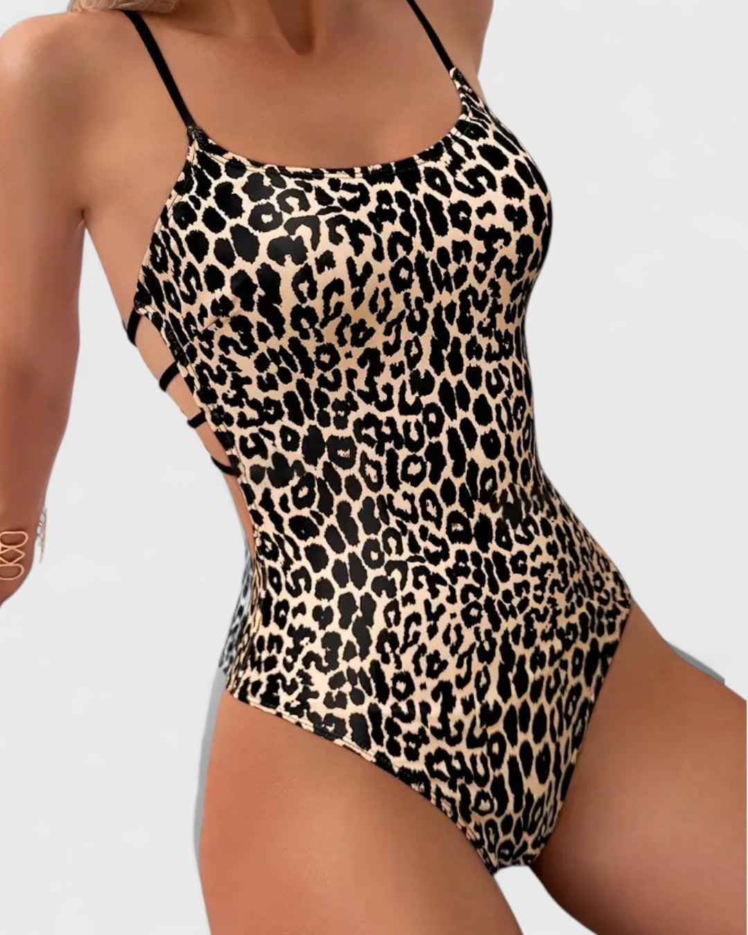 Maillot une-pièce à imprimé léopard et dos à bretelles croisées