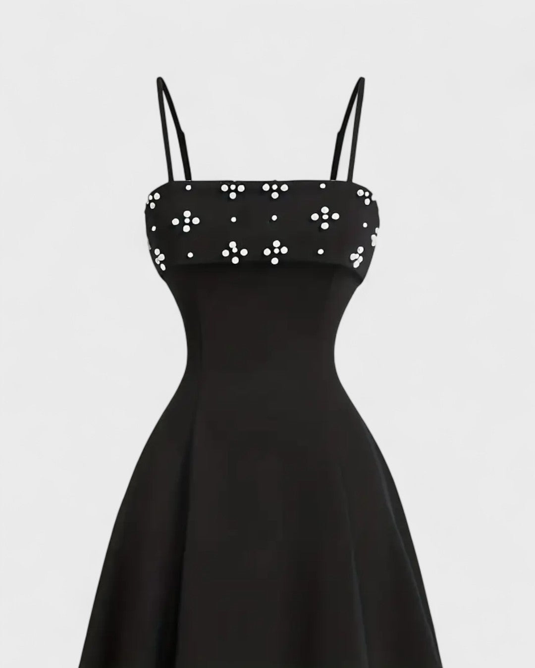 Robe midi à perles fines et bretelles croisées