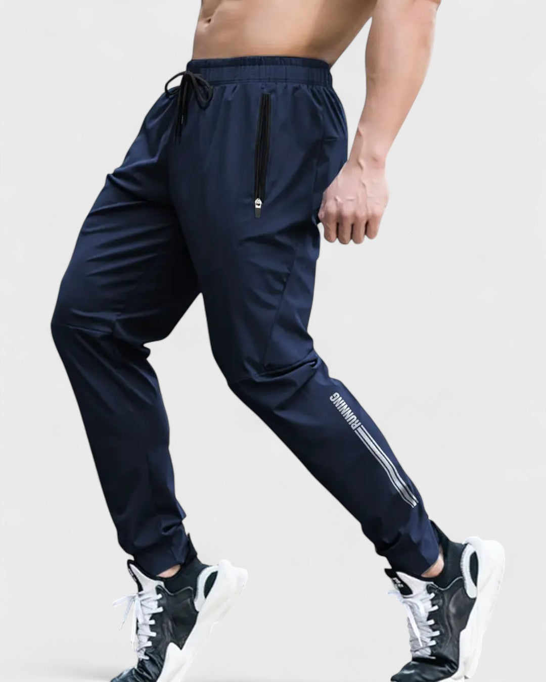 Joggers de sport bleu marine pour homme avec fermetures zippées