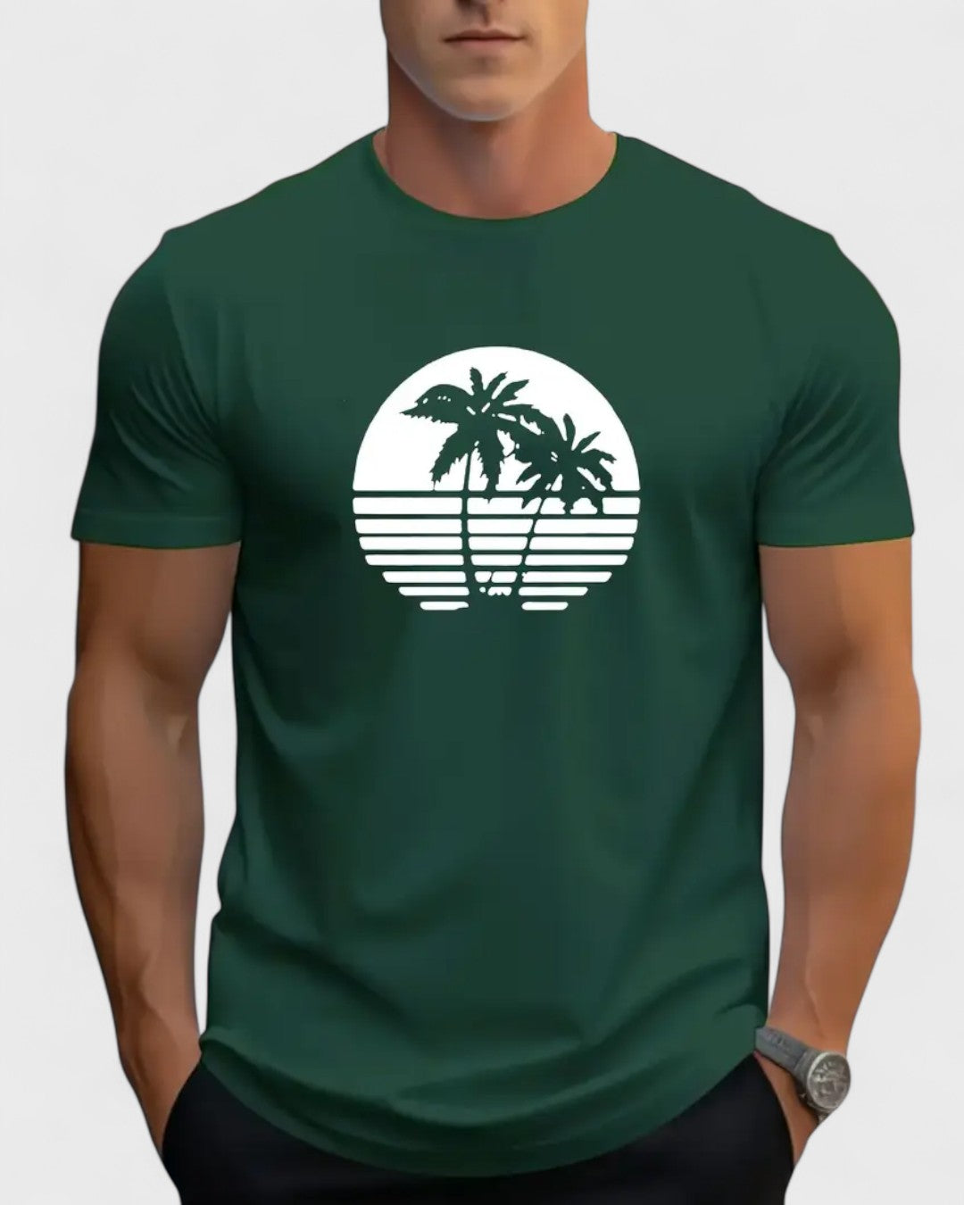 T-shirt graphique avec palmiers