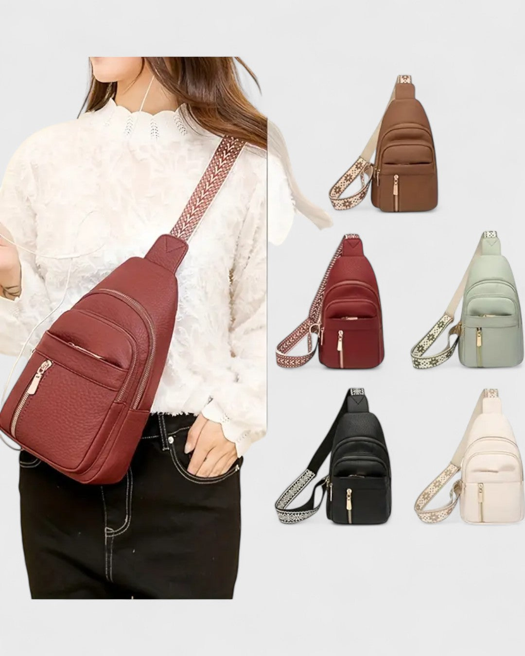 Sac bandoulière bohème compact multipoches