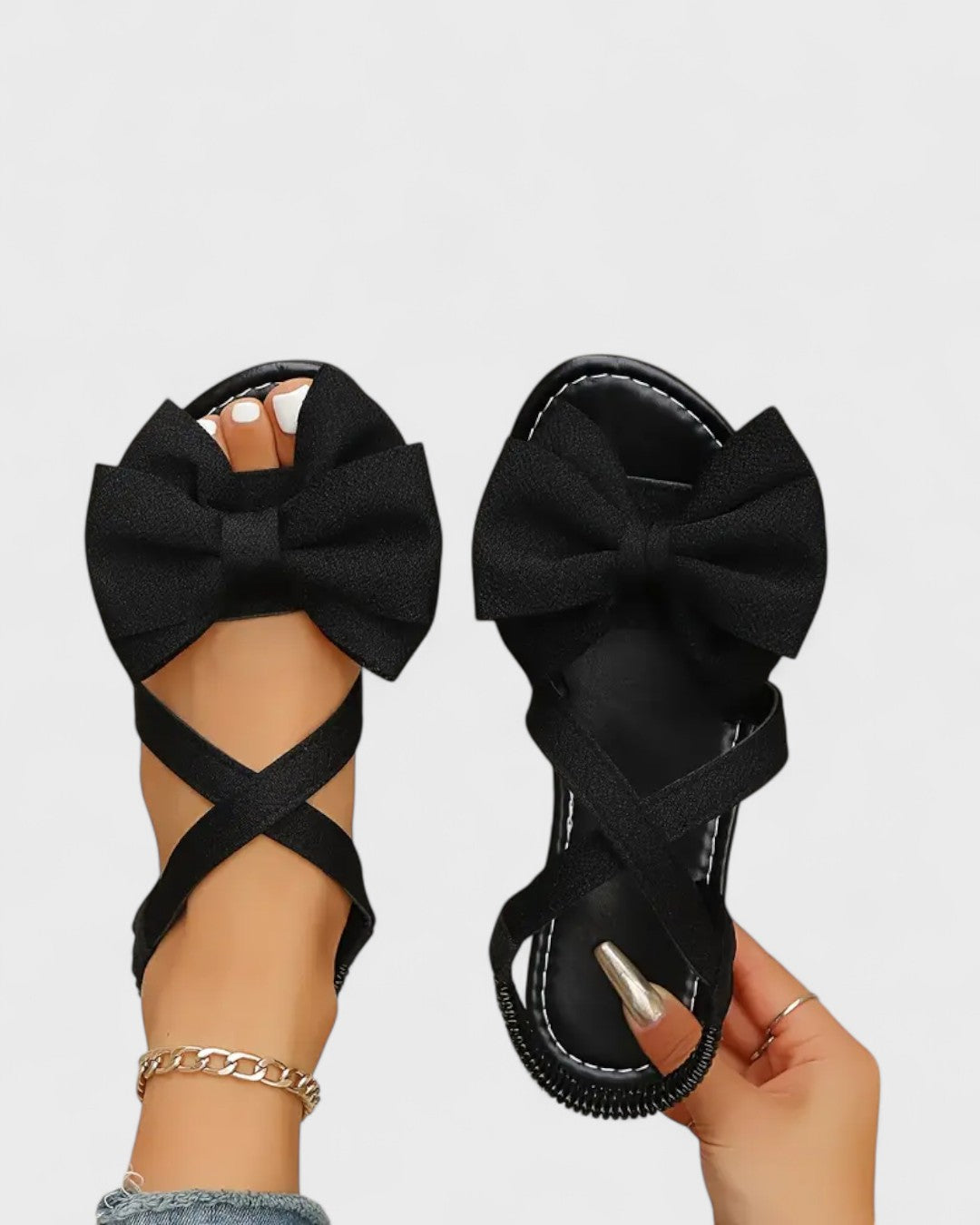 Sandales plates à nœud en tissu