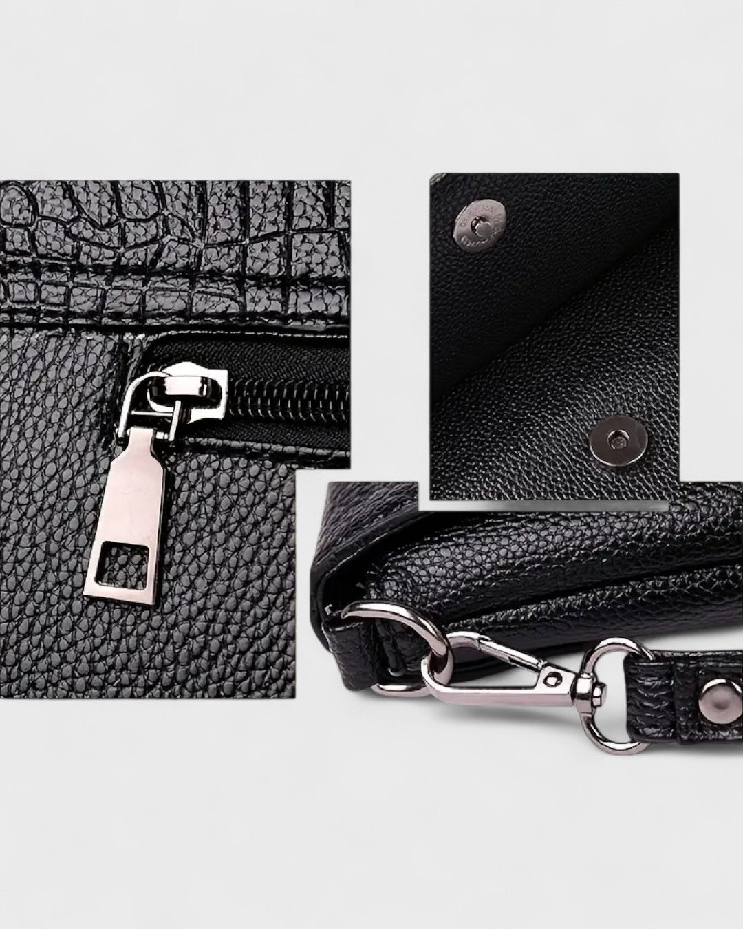 Pochette croco noir asymétrique