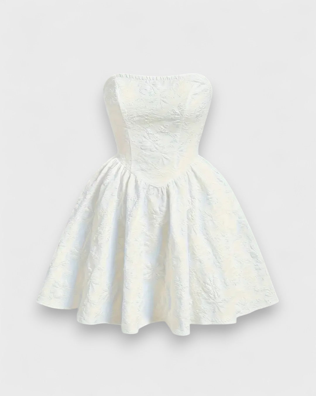 Robe bustier évasée brodée blanche