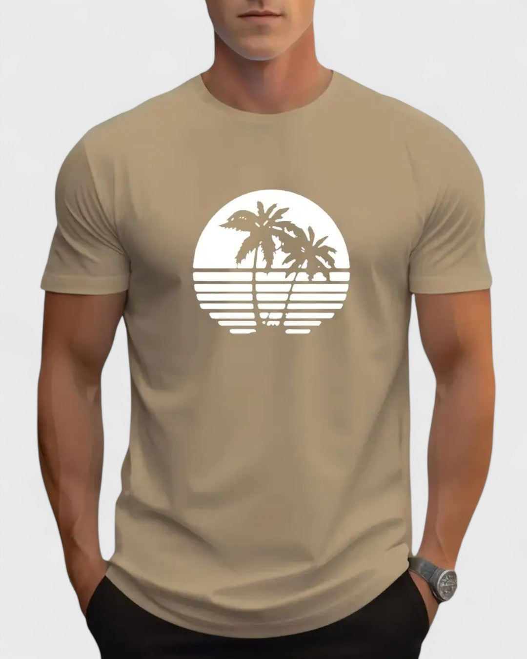 T-shirt graphique avec palmiers
