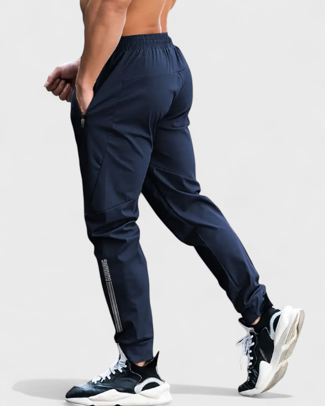Joggers de sport bleu marine pour homme avec fermetures zippées