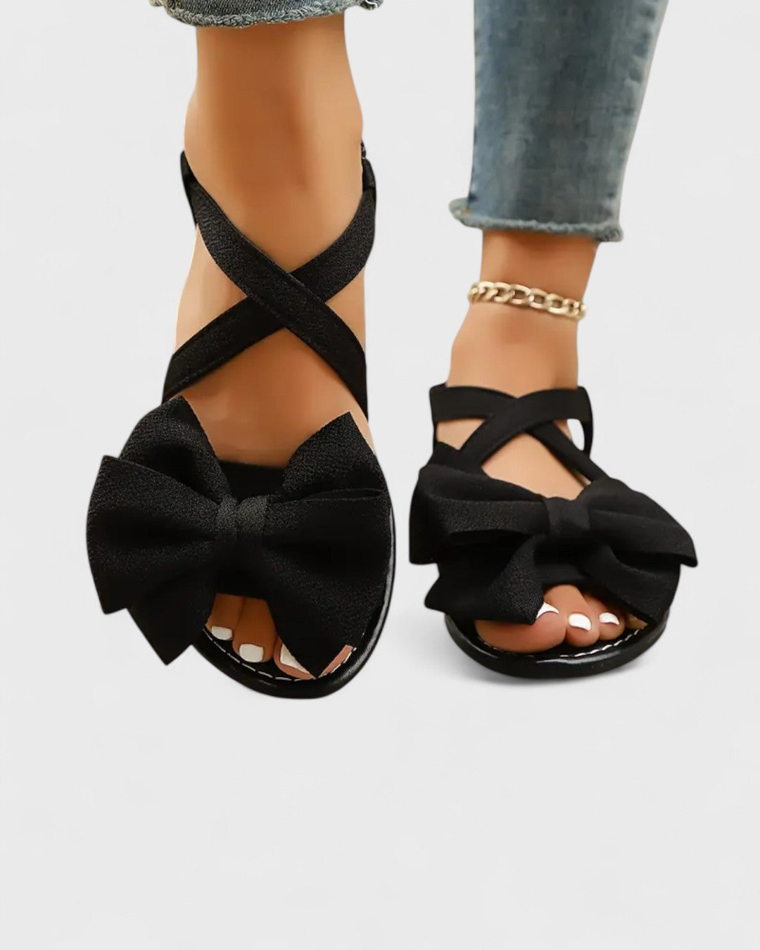 Sandales plates à nœud en tissu