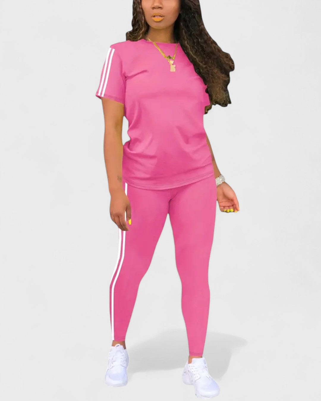 Ensemble t-shirt et legging à bandes contrastantes