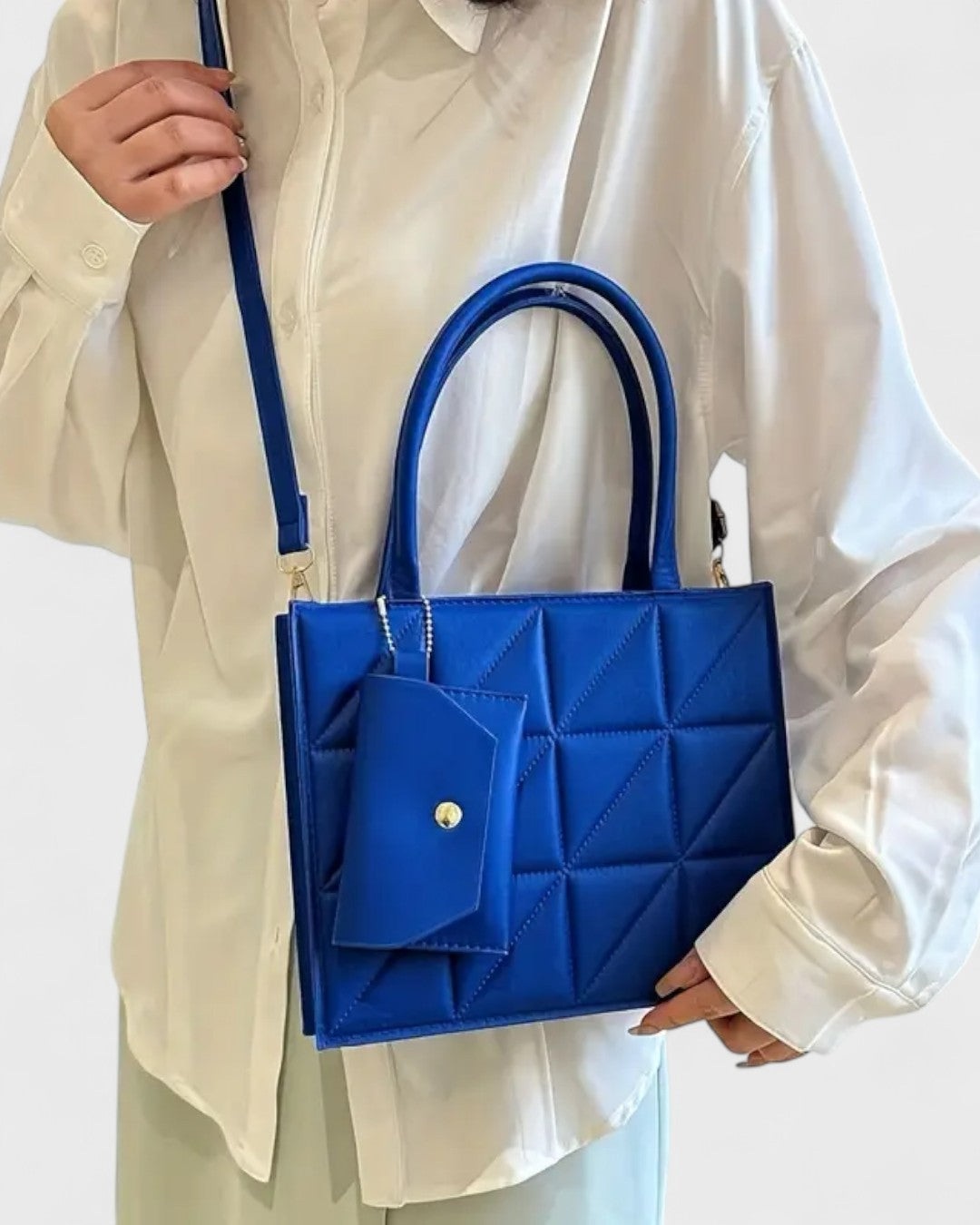 Sac à main matelassé avec pochette assortie