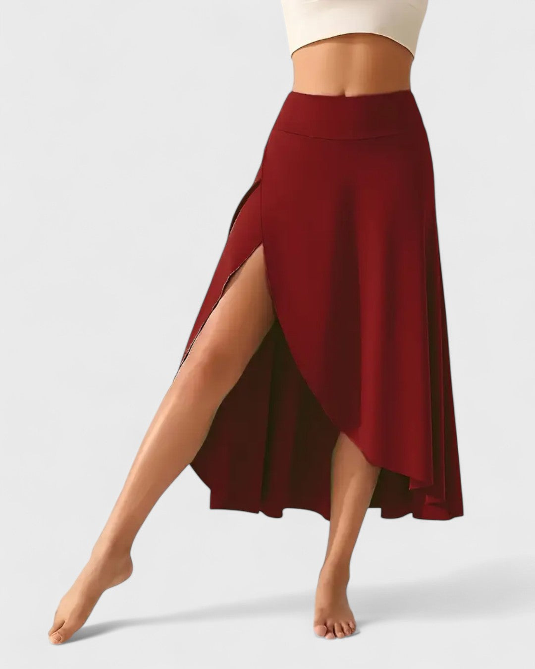 Jupe drapée à fente asymétrique