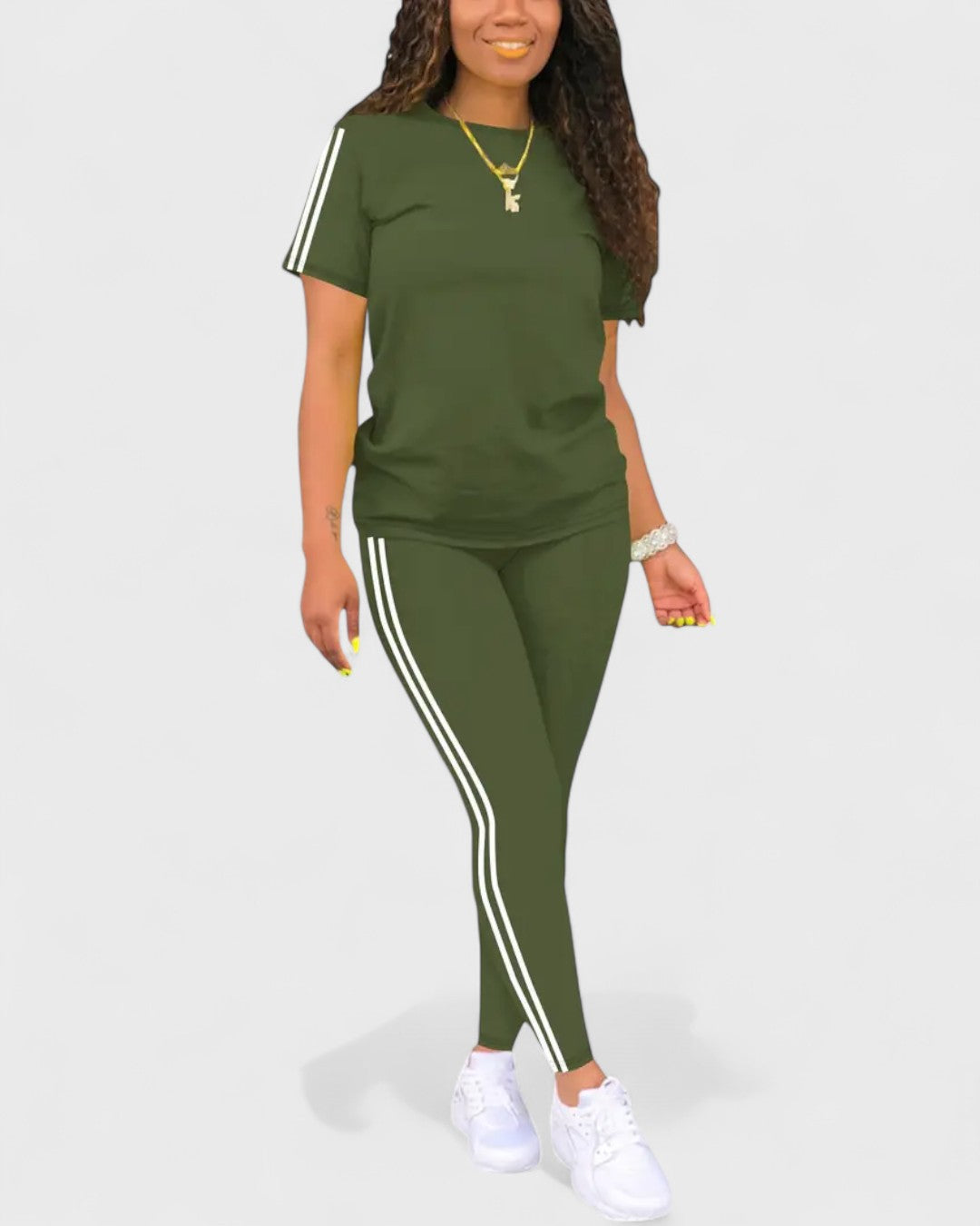 Ensemble t-shirt et legging à bandes contrastantes